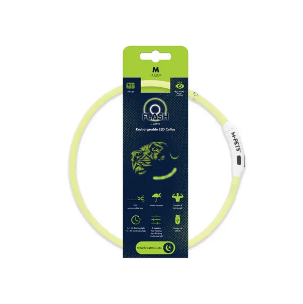 10855599 FLASH LED rechargeable collar M Green