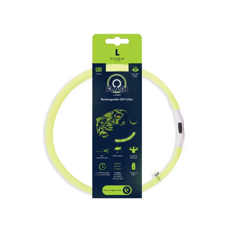 10855799 FLASH LED rechargeable collar L Green