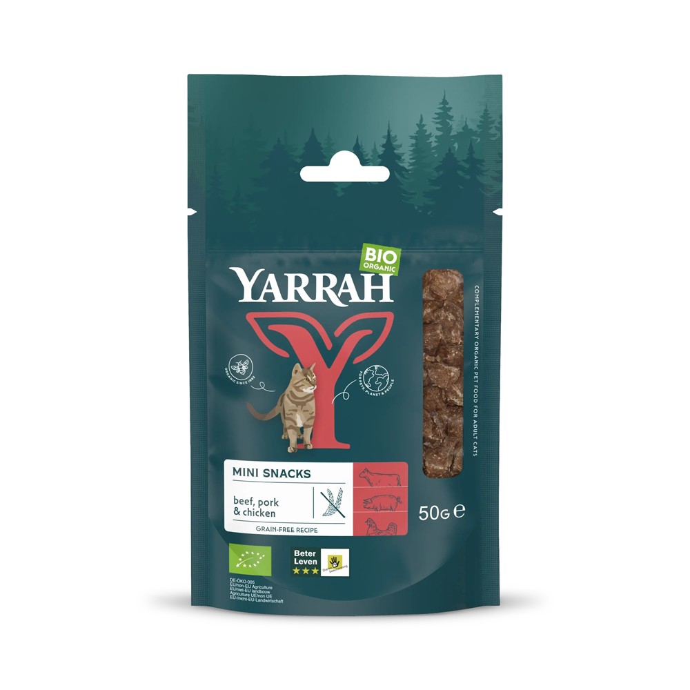 Hrana uscata bio pentru pisici, mini snack cu 97% carne, 50g Yarrah
