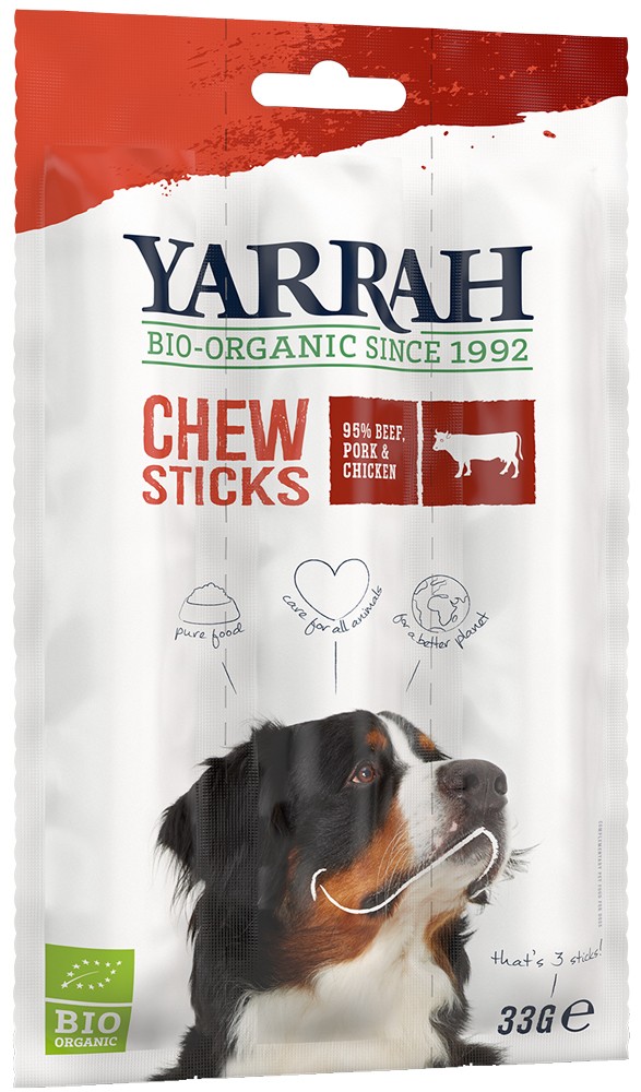 Recompense din carne bio pentru caini, 33g (3 buc) Yarrah