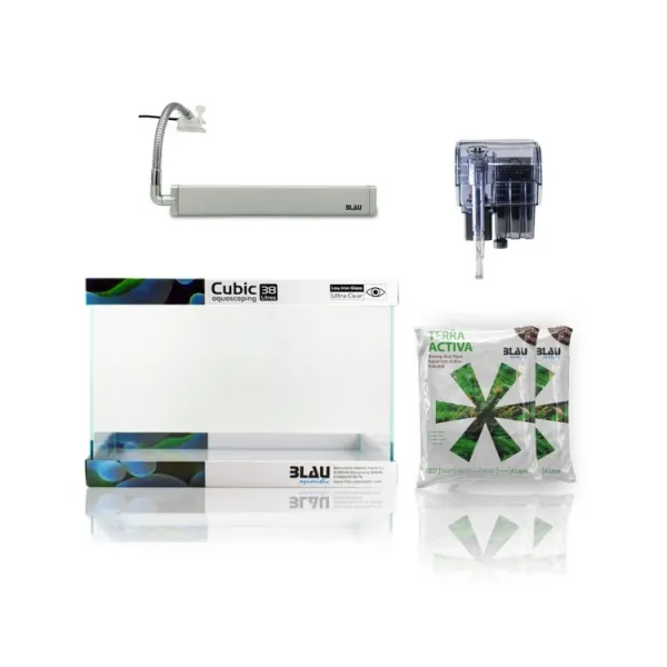 Acvariu 38l Blau (45x28x30cm) KIT Cubic Aquascaping 38