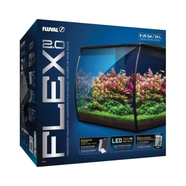 Acvariu curbat vertical Fluval 34l (35x33x33cm) Flex 2.0 Kit
