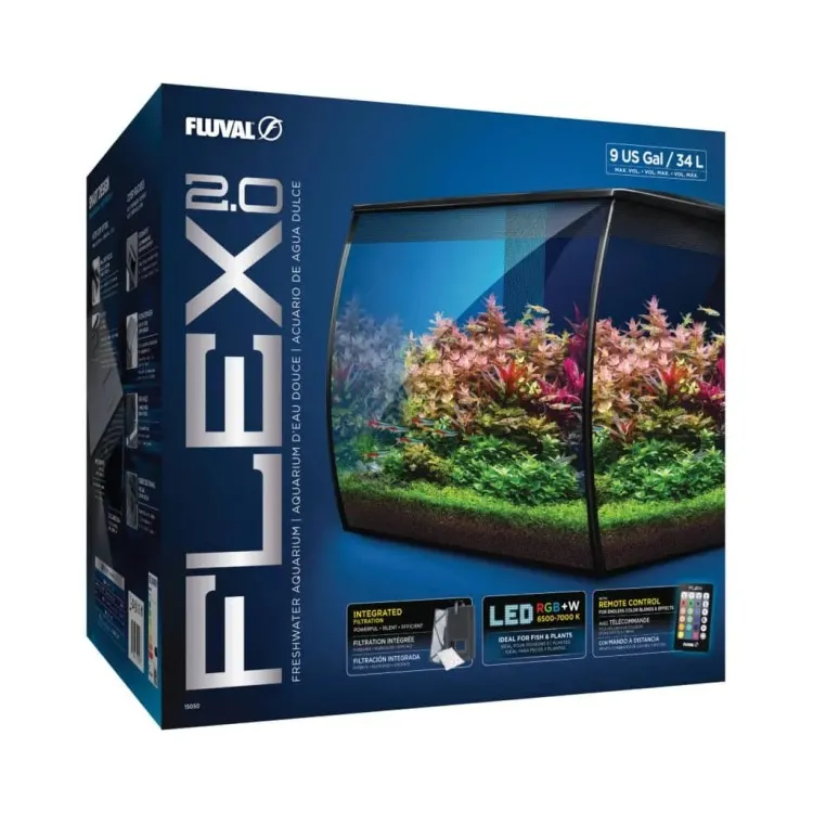 Acvariu curbat vertical Fluval 34l (35x33x33cm) Flex 2.0 Kit