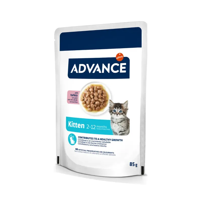 ADVANCE Kitten, Curcan, plic hrană umedă pisici junior, (în sos), 85g