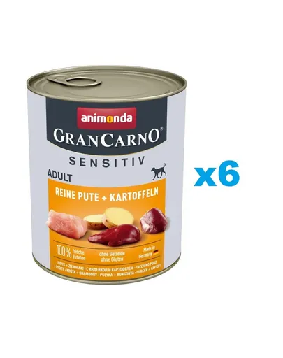 ANIMONDA Grancarno Sensitive Hrana umeda cu curcan si cartofi, pentru caini adulti sensibili 6x800 g