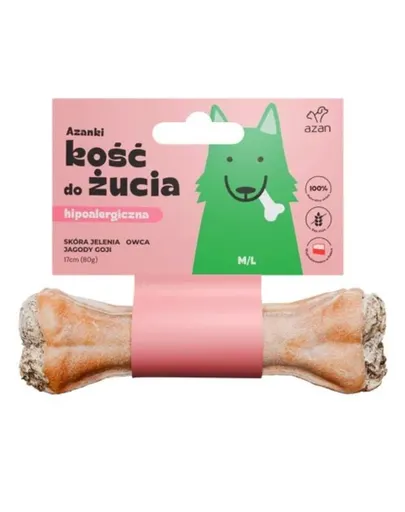 AZANKI Os din piele caprioara pentru caini M/L 17cm