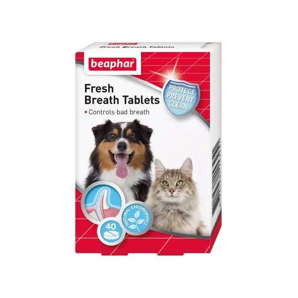Beaphar Dental Fresh Breath Tablete Caini/ Pisici, 40 tablete