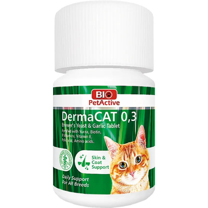 Bio PetActive DermaCAT 0.3: 75 tablete, supliment pentru piele și blană