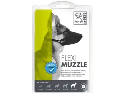 Botnita moale pentru caini, FLEXI M-PETS, textil negru, XL