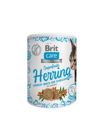 BRIT Care Cat Snack Superfruits recompense pentru pisici sterilizate, cu hering 100 g