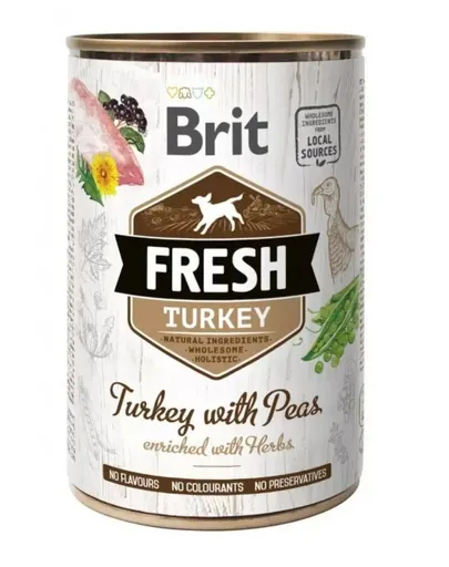 BRIT FRESH Turkey &amp; Peas 400g conserva pentru caini, din curcan si mazare