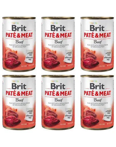 BRIT Pate&Meat Beef 6x400 g pate cu vita pentru caini