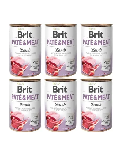 BRIT Pate&amp;Meat lamb 6x400 g pate cu miel pentru caini