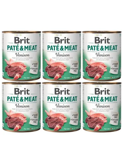 BRIT Pate&amp;Meat venison 6 x 800 g Conserva pentru caine, cu vanat
