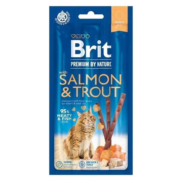 Brit Premium By Nature Cat Sticks With Salmon and Trout, 3 sticks