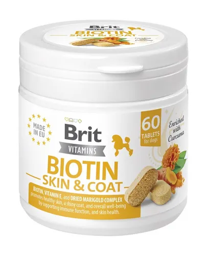 BRIT Vitamins Biotin Skin&amp;Coat Care 120g supliment cu biotina pentru sanatatea pielii si blanii cainilor (60 tablete)