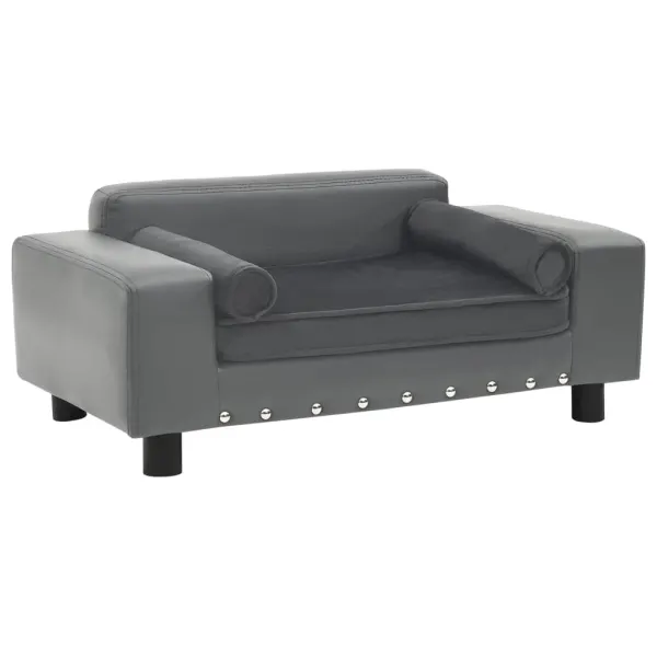 Gossi canapea pentru caini, gri, 81x43x31 cm, plus & piele ecologica