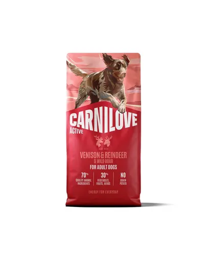 CARNILOVE Active Dog Venison &amp; Reindeer Adult 2x12 kg hrană uscată pentru câini adulți, cu vânat, ren și mistreț