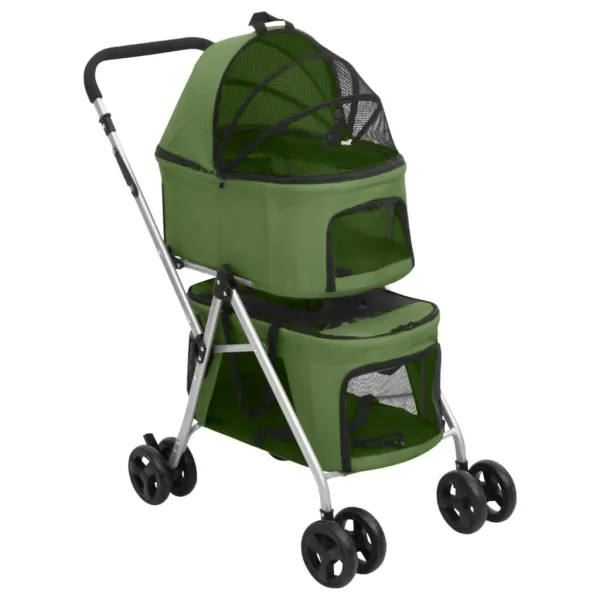 Gossi carucior pliabil caini 2 niveluri verde 83x48x97 cm textil