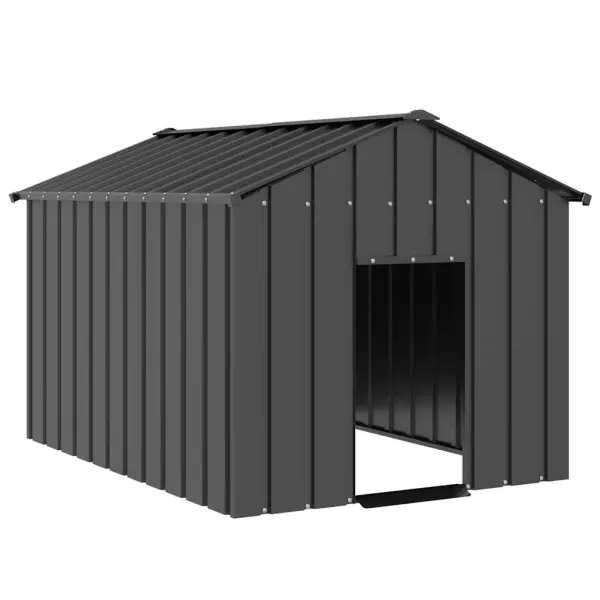 Casa pentru caini cu acoperis 113x153x101 cm otel galvanizat, antracit