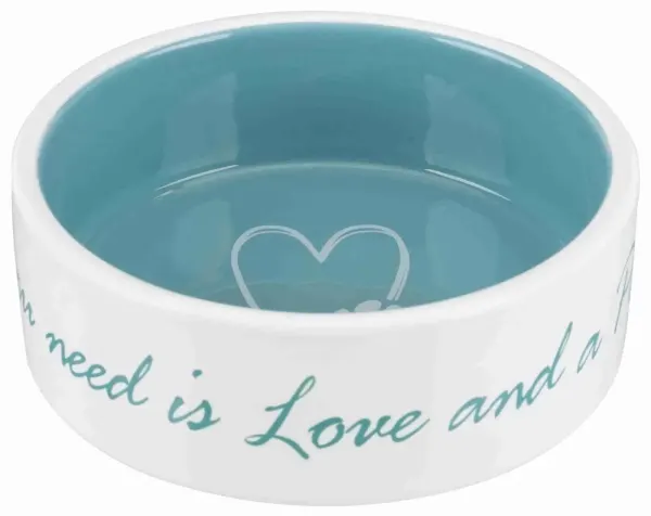 Castron ceramic Pet's Home 0.3 l/ 12 cm crem/verde 25050