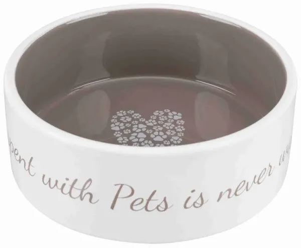 Castron ceramic Pet's Home 0.8 l/ 16 cm crem/taupe 25054