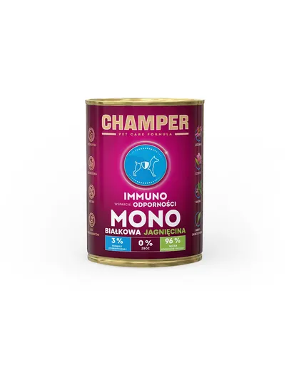 CHAMPER Immuno cu miel hrana pentru caini 400 g monoproteica