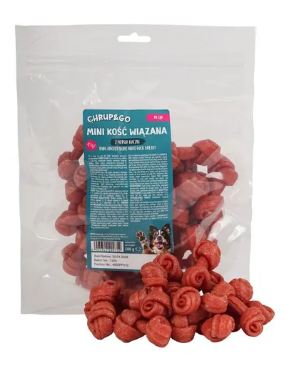 CHRUP&GO Mini 24x500 g recompense pentru câini, os înnodat cu piept de rață