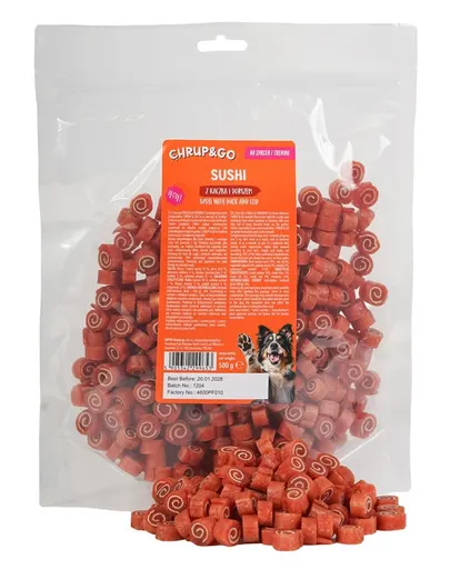 CHRUP&amp;GO Sushi 24x500 g recompense pentru câini, cu rață și cod