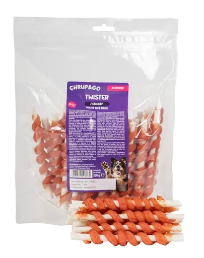 CHRUP&amp;GO Twister 24x500 g recompense pentru câini, cu iepure
