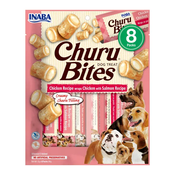 Churu Bites Recompense pentru Caini cu Pui si Somon, 8 X 12 gr