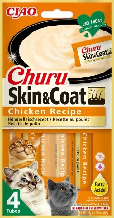 Churu Inaba Skin & Coat Recompensa cu Pui, 14 g x 4 buc