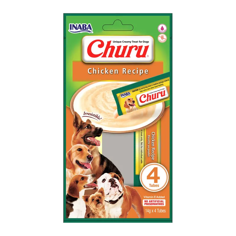 Churu Recompense Cremoase pentru caini cu Pui, 4 X 14g