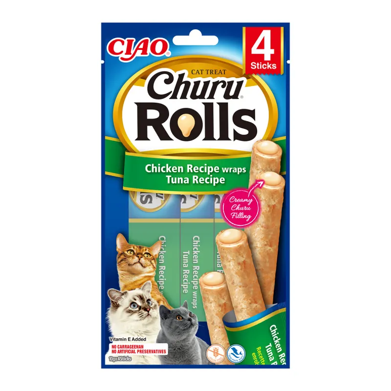 Churu Rolls Recompense pentru Pisici cu Pui si Ton