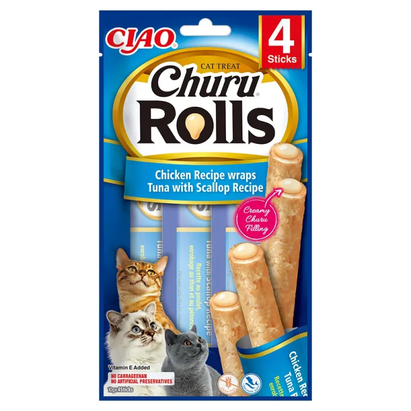 Churu Rolls Recompense pentru Pisici cu Pui Ton si Scoici