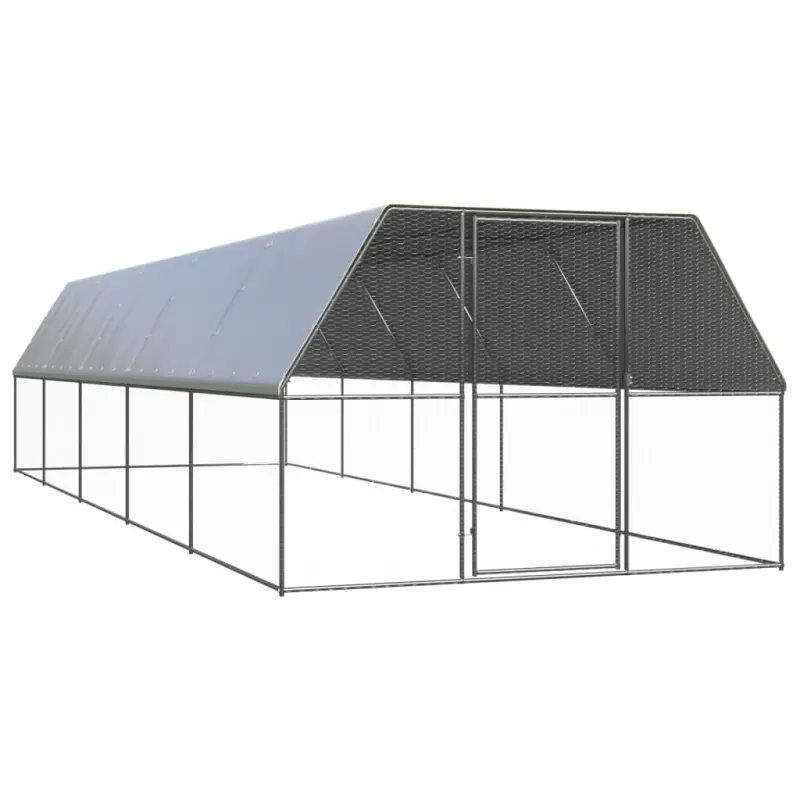 Cotet de pasari pentru exterior, 3x10x2 m, otel galvanizat