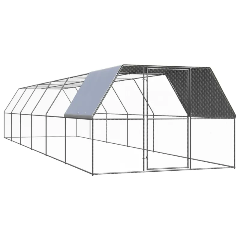 Cotet de pasari pentru exterior, 3x12x2 m, otel zincat