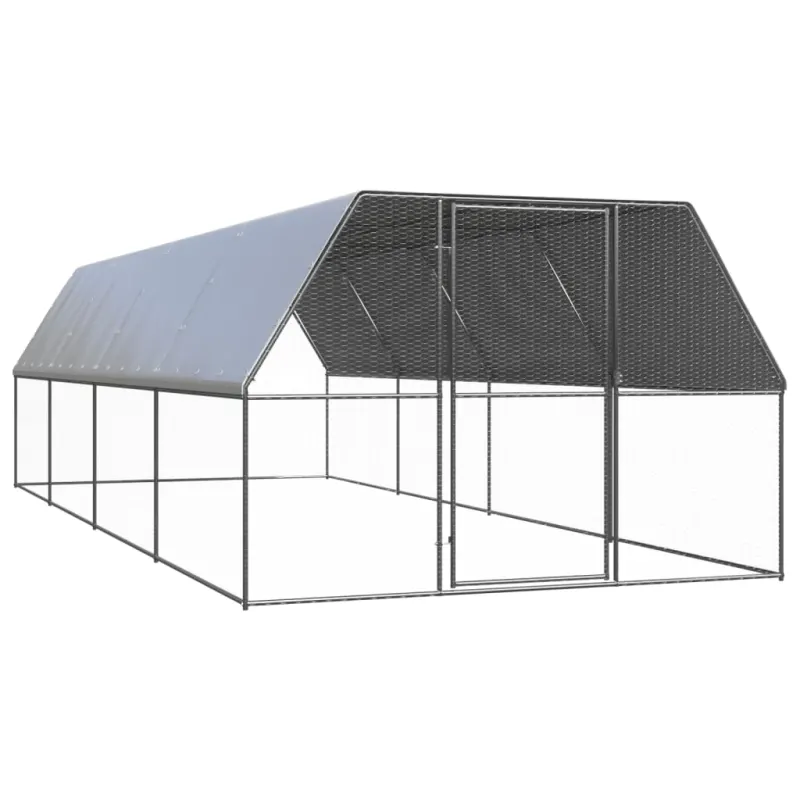 Cotet de pasari pentru exterior, 3x8x2 m, otel galvanizat