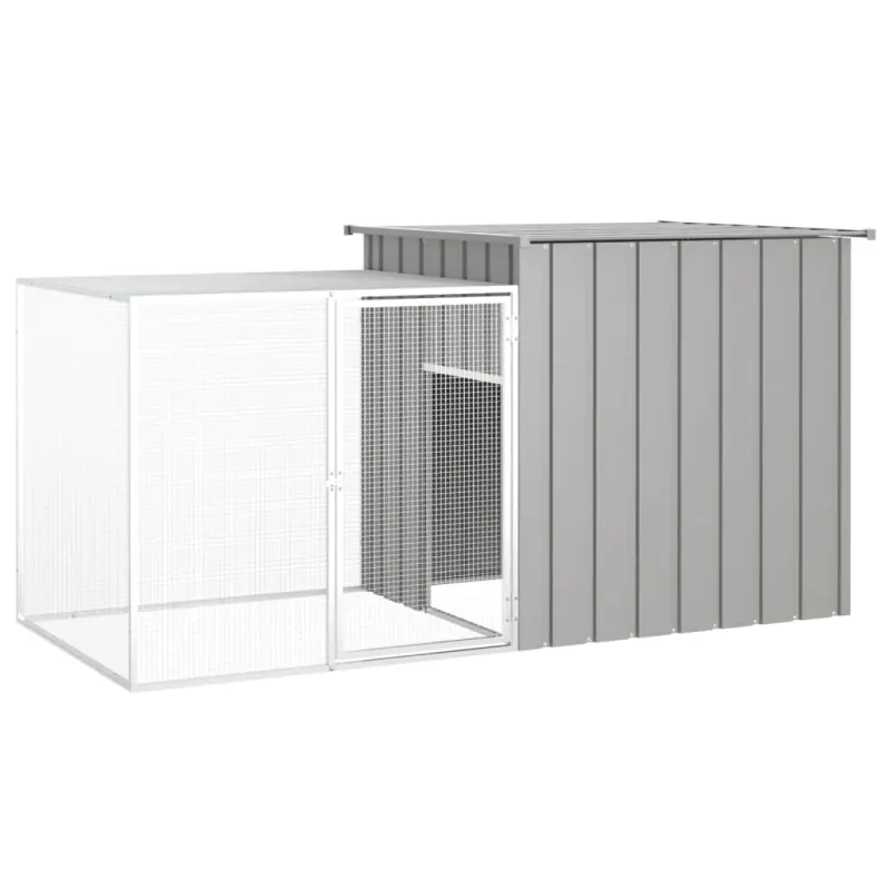 Cotet pentru pasari, gri, 200x91x100 cm, otel galvanizat