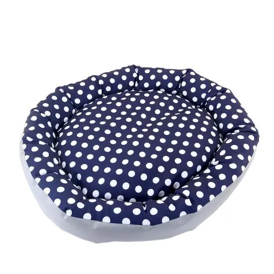 Culcus impermeabil, pentru caine/pisica, model buline, albastru, 77 cm