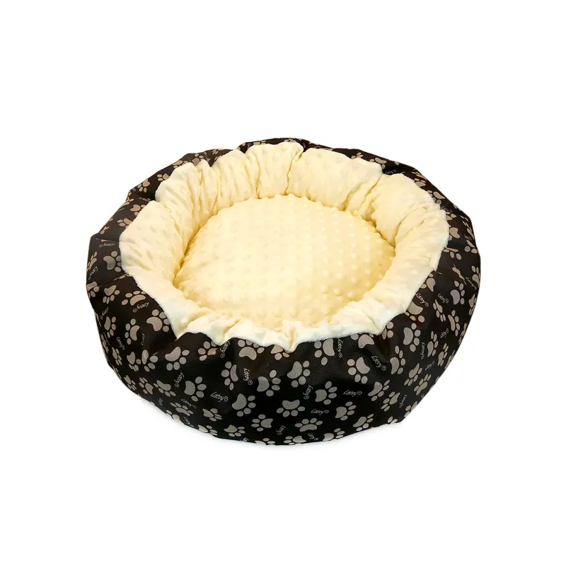 Culcuș Moale cu Pernă pentru Câine/Pisică, Model Minky, Culoare Galben, Impermeabil, Bază Antiderapantă, 50 cm
