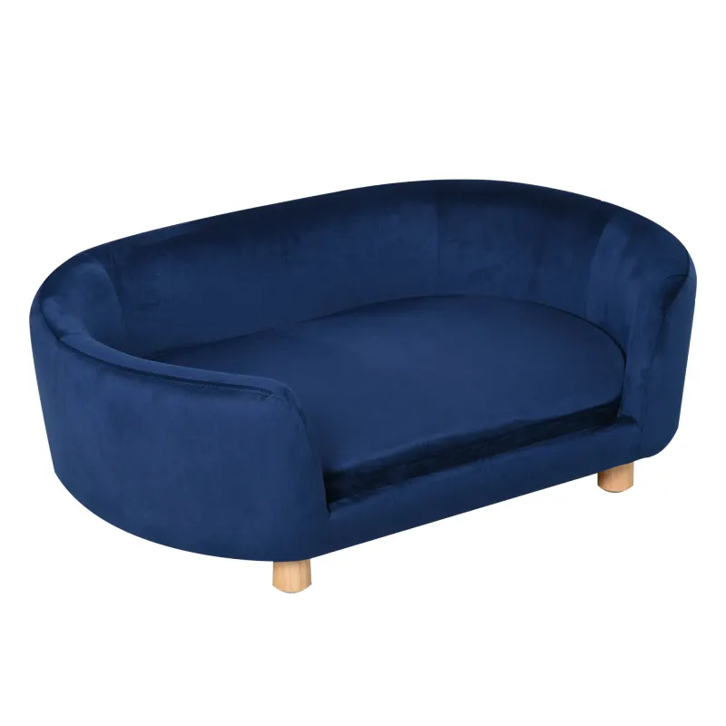 Culcus pentru Caini de Interior PawHut, Canapea pentru Pisici sau Caini de Talie Mica si Medie Max. 22.5kg, din Catifea Albastra | Aosom Romania