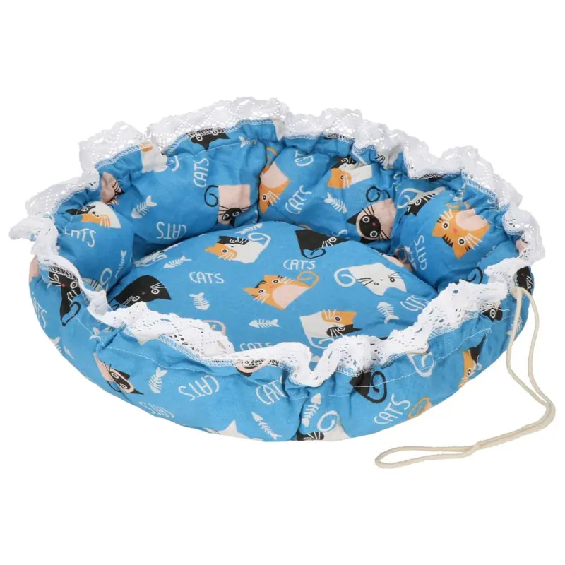 Culcus transformabil pisici tip saltea cu pereti snur ajustare, 73 cm, 2 in 1, albastru