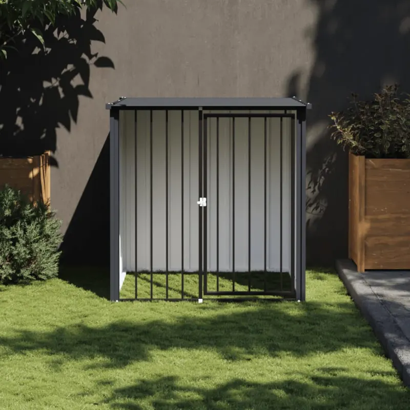 Cusca caine cu acoperis, negru, 110x103x109 cm, otel galvanizat