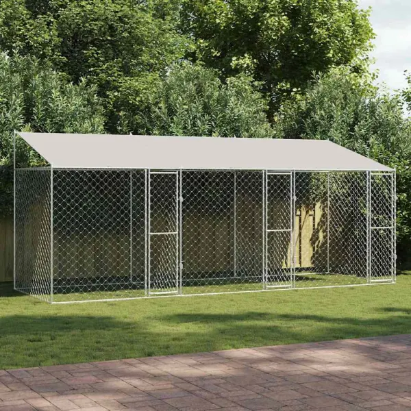 Cusca pentru caine Argintiu 600 x 200 x 256 cm Otel Galvanizat