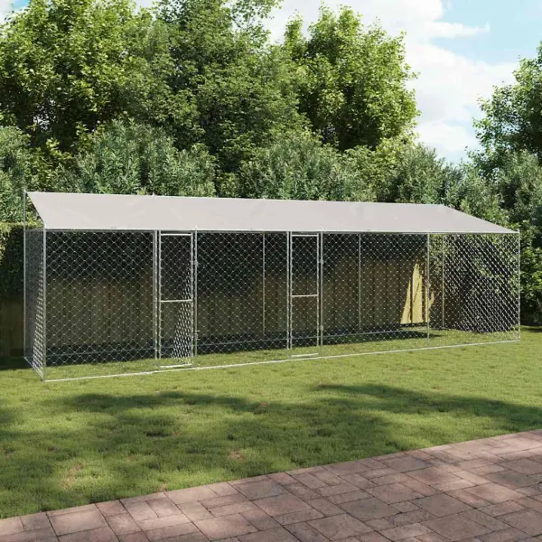 Cusca pentru caine Argintiu 800 x 200 x 256 cm Otel Galvanizat
