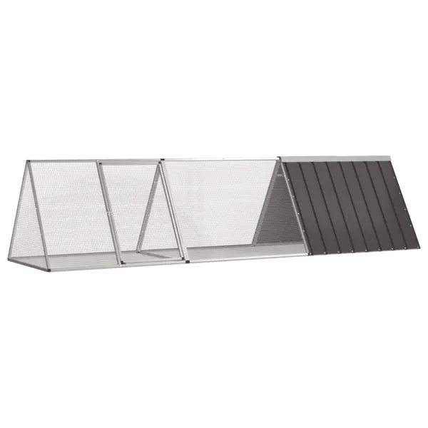 Gossi cusca pentru iepuri antracit 302,5x80,5x71 cm otel galvanizat
