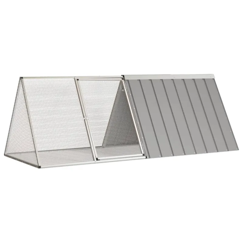 Cusca pentru iepuri, gri, 201,5x80,5x71 cm, otel galvanizat