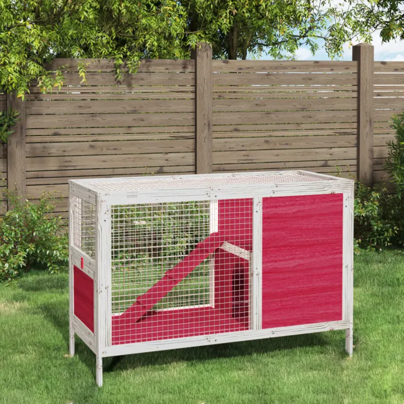 Cusca pentru iepuri rosu 103x44x69,5 cm lemn masiv de pin