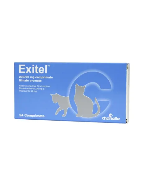 Deparazitare interna pentru pisici Exitel Cat 230 20mg 24 cpr   cutie